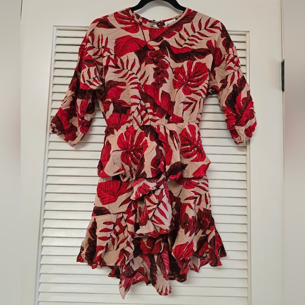 H&M Johanna Ortiz - Collaboration  Tropical Palm Leaf Print Short Dress